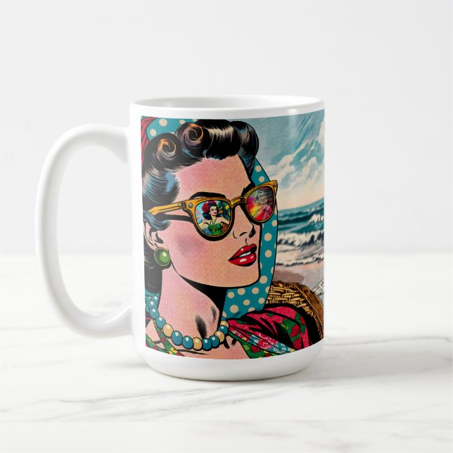 Comic Style Art | Frau Watching Hula Dancer Kaffeetasse (Links)