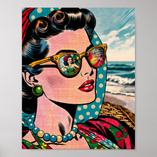 Comic Style Art   Frau Watching Hula Dancer Poster