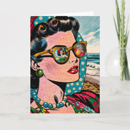 Comic Style Art | Frauen beobachten Hula Dancer Bl Karte