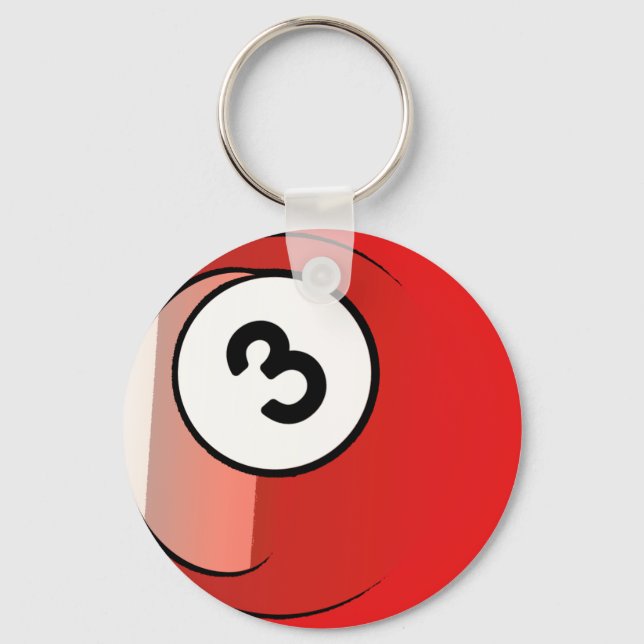 Comic Style Number 3 Billiard Ball Schlüsselanhänger (Vorderseite)