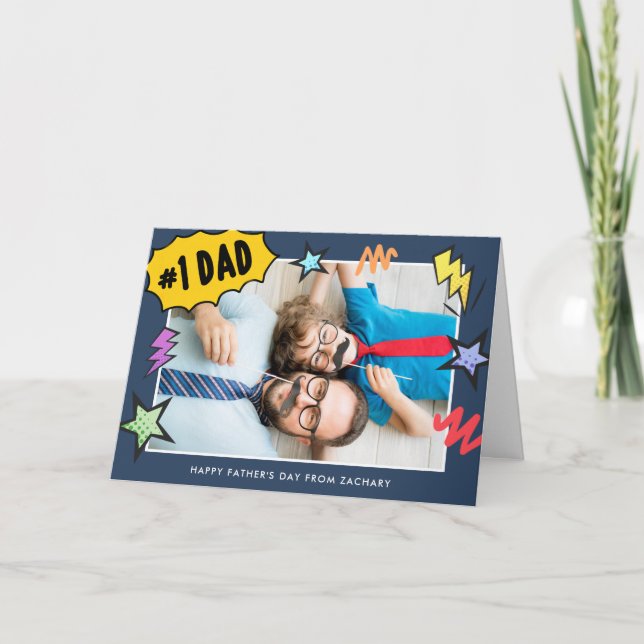 Comic Style Photo Father's Day Card Karte (Vorderseite)