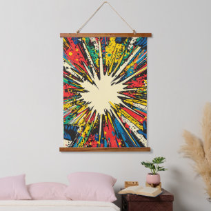 Comic Style Pop Art Explosion (2) Wandteppich Mit Holzrahmen
