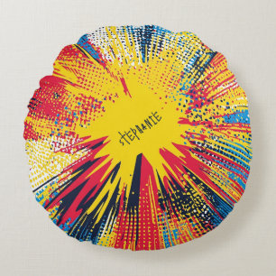 Comic Style Pop Art Explosion (3) Rundes Kissen