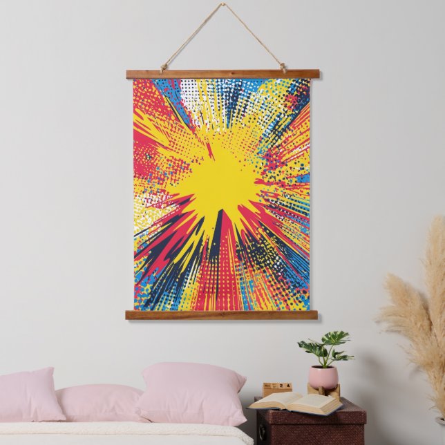 Comic Style Pop Art Explosion (3) Wandteppich Mit Holzrahmen (Schlafzimmer)