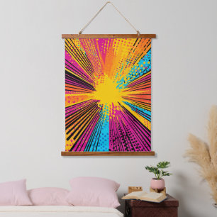 Comic Style Pop Art Explosion (9) Wandteppich Mit Holzrahmen