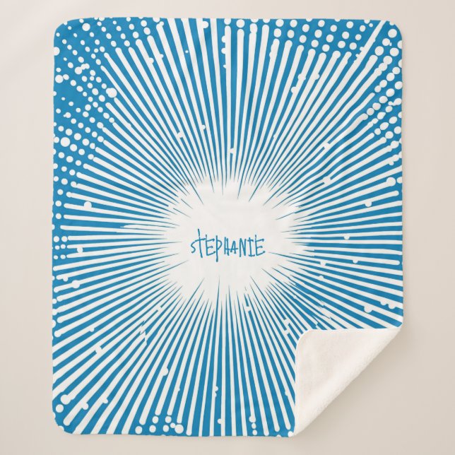 Comic Style Pop Art Explosion - Blau und Weiß Sherpadecke (Vorderseite)