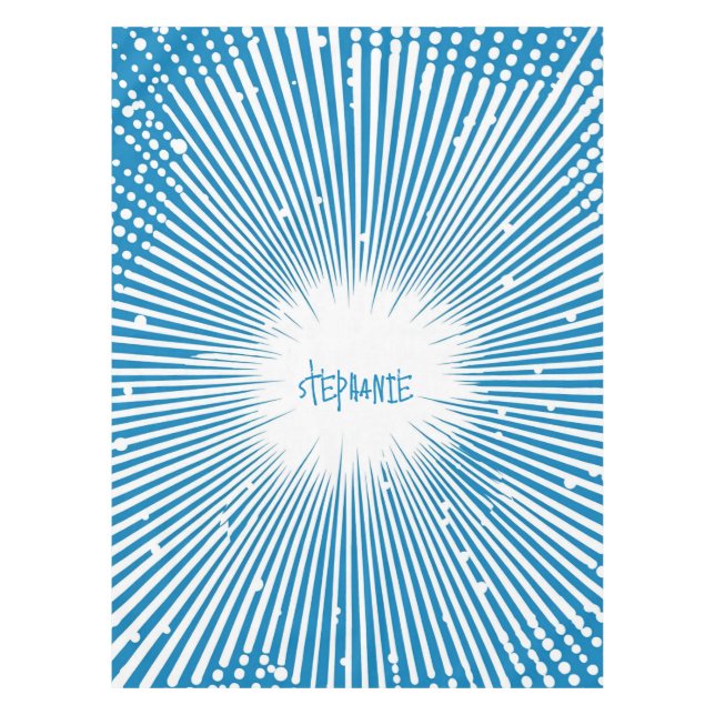 Comic Style Pop Art Explosion - Blau und Weiß Tischdecke (Vorderseite)