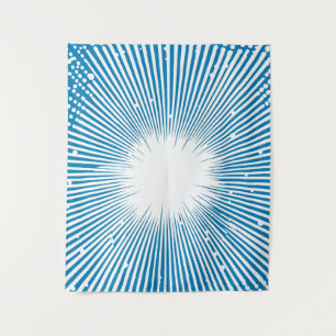 Comic Style Pop Art Explosion - Blau und Weiß Wandteppich