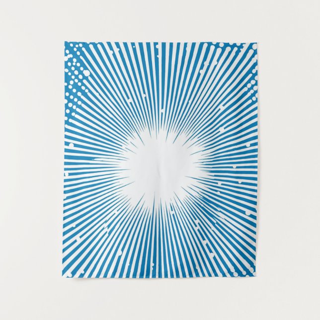 Comic Style Pop Art Explosion - Blau und Weiß Wandteppich (Vorderseite)
