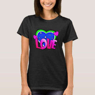 Comic Style Pop Art Retro Blue Green Pink LIEBE T-Shirt