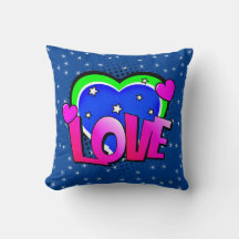 Comic Style Pop Art Retro Blue Pink Green LIEBE