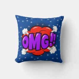 Comic Style Pop Art Retro Blue Red Lila OMG Kissen