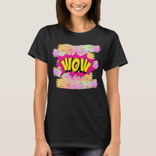 Comic Style Pop Art Retro Gelb, Hot Pink WOW T-Shirt