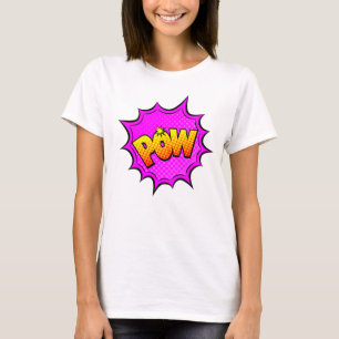 Comic Style Pop Art Retro Gelb Lila Mauve POW T-Shirt