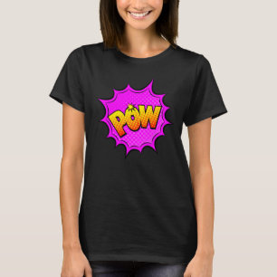 Comic Style Pop Art Retro Gelb Lila Mauve POW T-Shirt