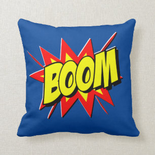 Comic Style Pop Art Retro Gelbe blaue BOOM  Kissen