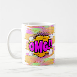 Comic Style Pop Retro Yellow Lila OMG Regenbogen Kaffeetasse