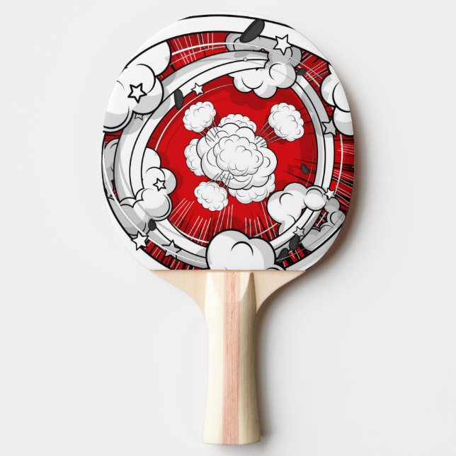 Comic Style Red Fight Clouds Tischtennis Schläger (Vorderseite)