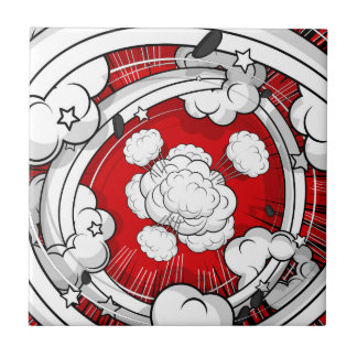 Comic Style rote Kampfwolken Fliese