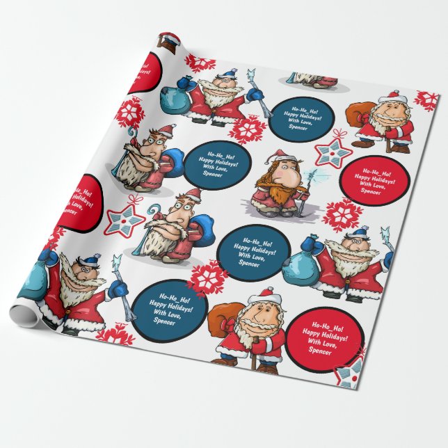 Comic Style Santas Personalisiert Geschenkpapier (Ungerollt)