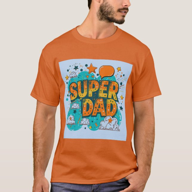 Comic Style Super Vater Graphic T-Shirt (Vorderseite)