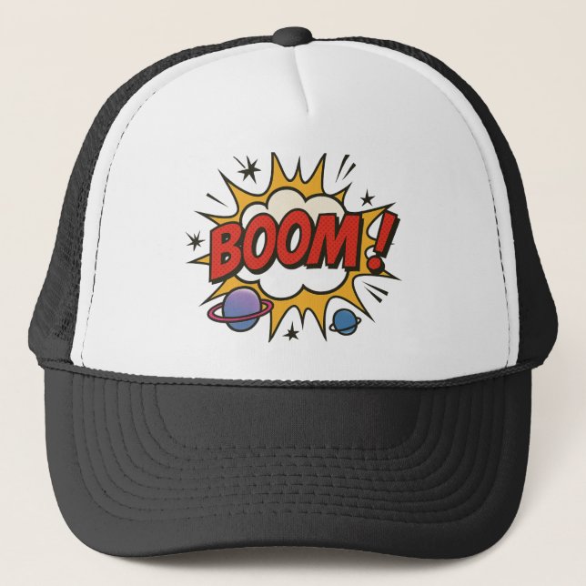 Comic Style Trucker Hat – Retro Pop Art Explosion Truckerkappe (Vorderseite)