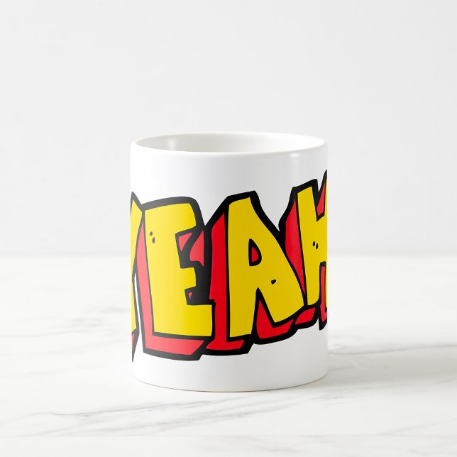 Comic Style Yeah Text Graphic in Bold Yellow Kaffeetasse (Von Creator hochgeladen)