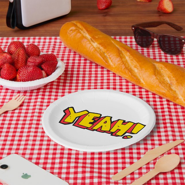 Comic Style Yeah Text Graphic in Bold Yellow Pappteller (Von Creator hochgeladen)