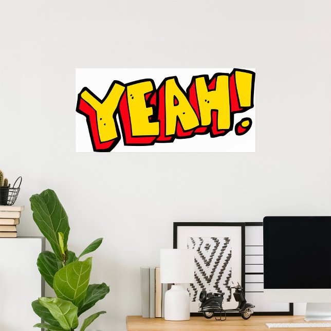 Comic Style Yeah Text Graphic in Bold Yellow Poster (Von Creator hochgeladen)