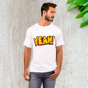 Comic Style Yeah Text Graphic in Bold Yellow T-Shirt
