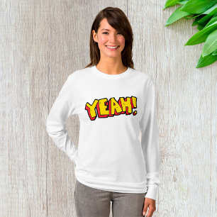 Comic Style Yeah Text Graphic in Bold Yellow T-Shirt