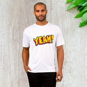 Comic Style Yeah Text Graphic in Bold Yellow T-Shirt