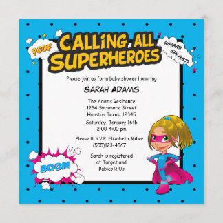 Comic Super Hero Babydusche Einladung