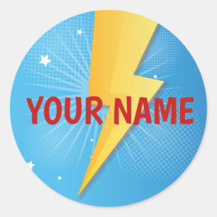 Comic Super Hero Birthday Runder Aufkleber