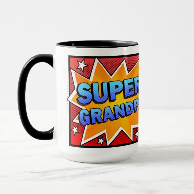 Comic Super Opa Foto von Grandkids Tasse (Links)