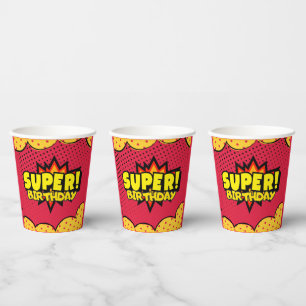 Comic-Superheld-Geburtstag Pappbecher