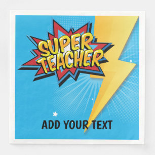 Comic-Superheld-Lehrer-Mittagessen-Serviette Serviette