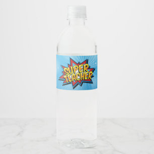 Comic-Superheld-Lehrer-Mittagessen-Wasser-Flasche Wasserflaschenetikett