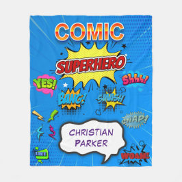 Comic Superhero Blue Birthday Custom Gift Fleecedecke