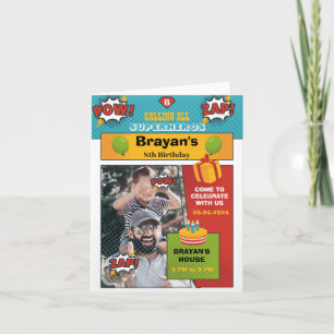 Comic Superhero Einladung zum Geburtstag mit Foto