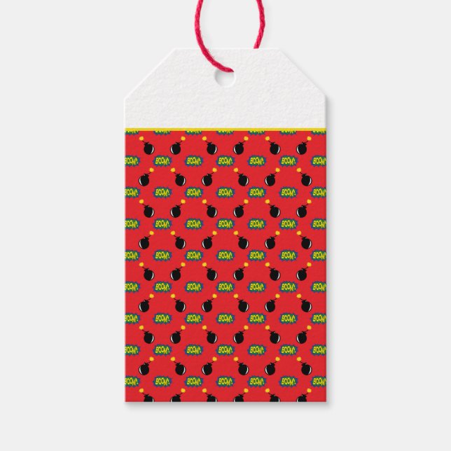 Comic Superhero Firecracker Bummeln Intelligente K Geschenkanhänger (Vorderseite)