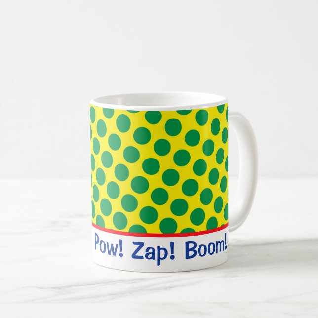 Comic Superhero Pow! Zap! Boom! Dots Retro Fun Kaffeetasse (VorderseiteRechts)