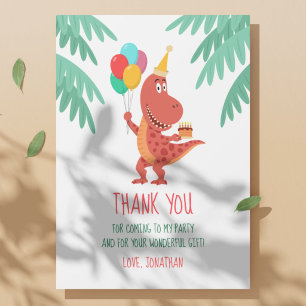 Comic Süßer Dinosaurier Geburtstagshut Ballons Kuc Dankeskarte