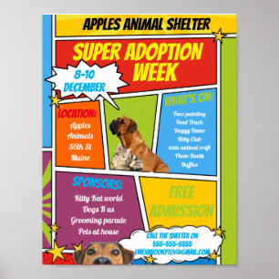 COMIC Tierheim Adoption SUPER HERO Poster