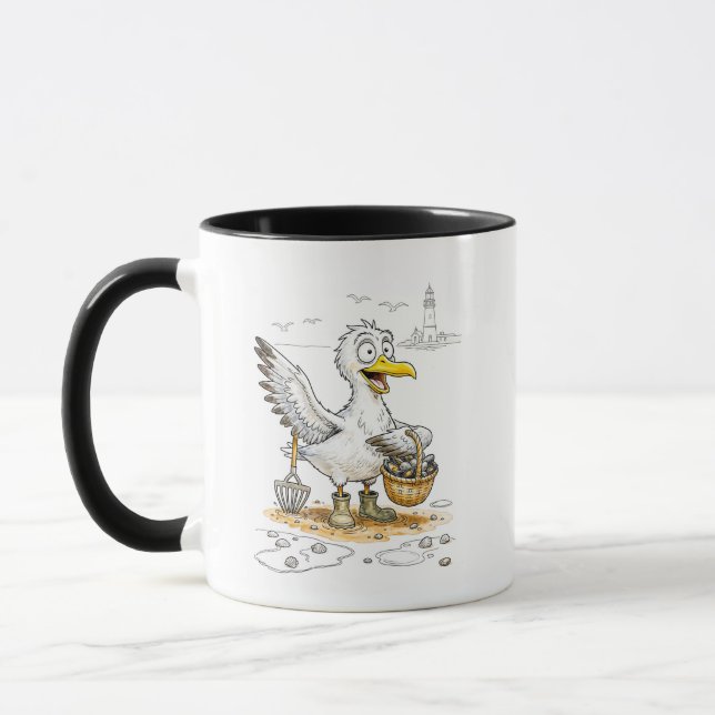 Comic-Vogel sammelt Muscheln Tasse (Links)