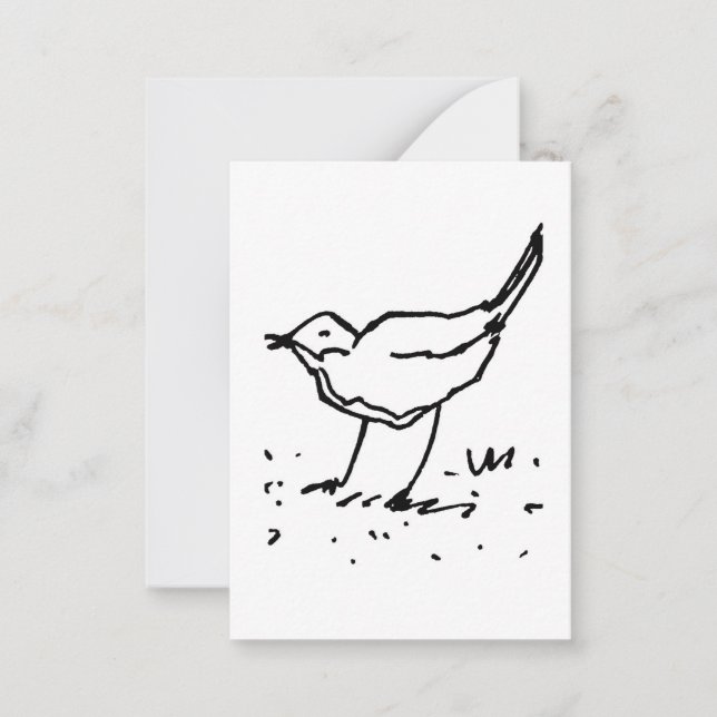 Comic-Vogel-Stift-Kunstzeichnung Mitteilungskarte (Vorderseite)