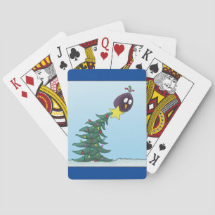 Comic-Vogel-Weihnachtsbaum-Stern Spielkarten