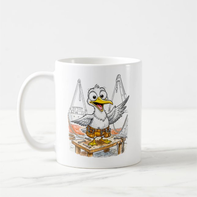 Comic-Vogel-Werftarbeiter Kaffeetasse (Links)