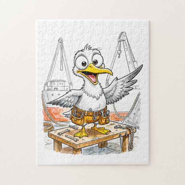 Comic-Vogel-Werftarbeiter Puzzle (Vertikal)