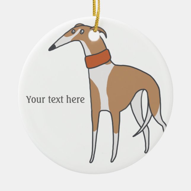 Comic Whippet Dog Keramik Ornament (Vorne)
